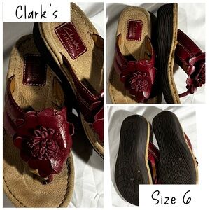 Clarks Women's Burgundy Floral Sandals